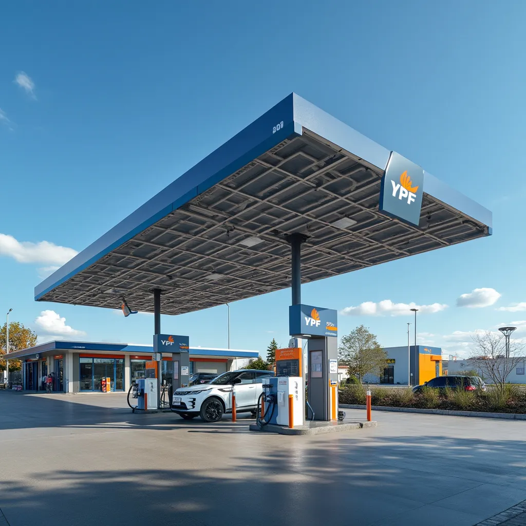 Estación YPF con paneles solares